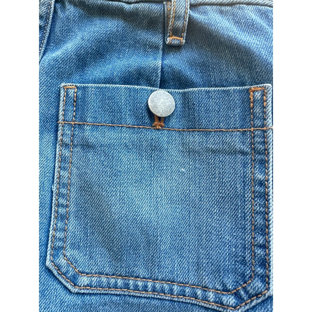 Ann Taylor LOFT Denim Skirt Blue Button Front Frayed Hem 70s Boho Casual Size 2 - Picture 15 of 16